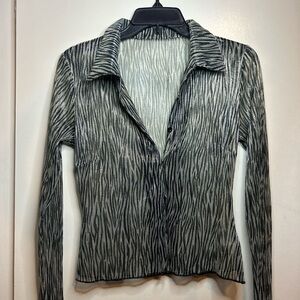 Mesh Long Sleeve Blouse